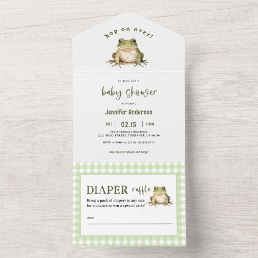 Hop op over Frog Baby shower All In One Uitnodiging (Binnen)