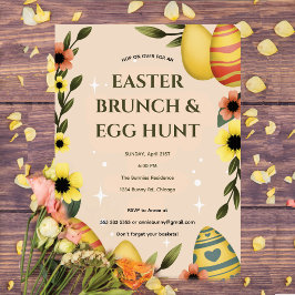 Hop op Over Pasen Brunch Egg Hunt Bunny Schattige Kaart