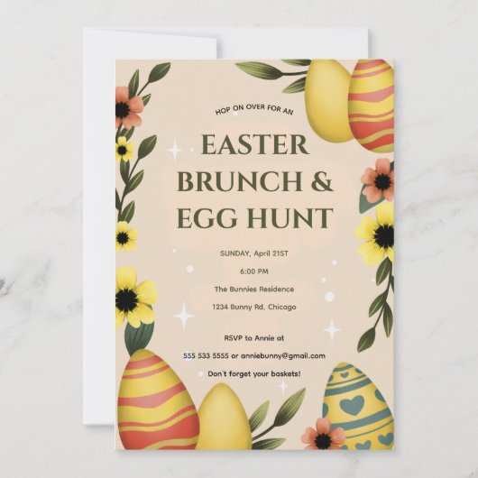Hop op Over Pasen Brunch Egg Hunt Bunny Schattige Kaart (Voorkant)