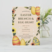 Hop op Over Pasen Brunch Egg Hunt Bunny Schattige Kaart (Staand voorkant)