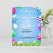 Hop op Over Pasen Brunch Egg Hunt Bunny Schattige Kaart (Staand voorkant)