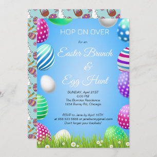 Hop op Over Pasen Brunch Egg Hunt Bunny Schattige Kaart