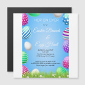Hop op Over Pasen Brunch Egg Hunt Bunny Schattige Magnetische Uitnodiging (Voorkant / Achterkant)