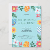 Hop op Over Pasen Brunch Ei Hunt Bunny Floral Kaart (Voorkant)