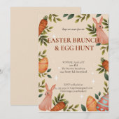 Hop op Over Pasen Brunch Ei Hunt Bunny Floral Kaart (Voorkant / Achterkant)