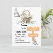 Hop op Over Pasen Ei Hunt Bunny Brunch Kaart (Staand voorkant)