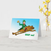 Hop op St. Patrick's Day Leprechaun Frog and Beer Kaart (Gele Bloem)