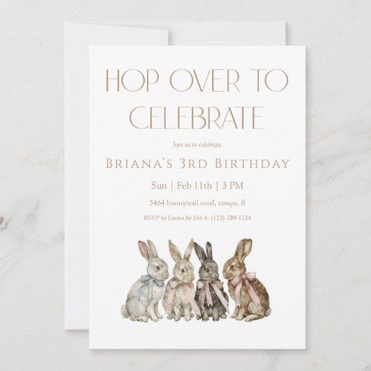 Hop Over Bunny Birthday Kaart (Voorkant)