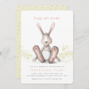Hop over Bunny Rabbit Birthday Invitation Kaart