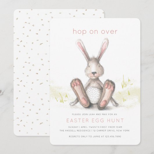 Hop over de Uitnodiging van Easter Brunch Egg Hunt (Voorkant / Achterkant)