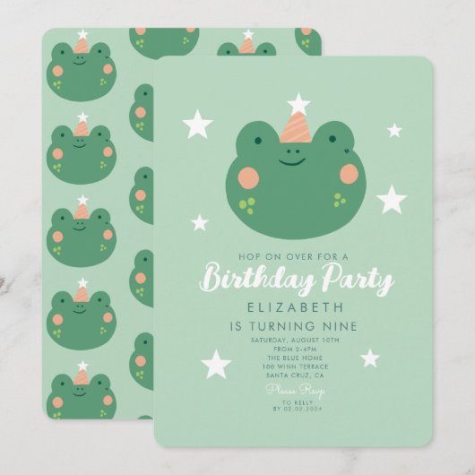 Hop over Frog Birthday Kaart (Voorkant / Achterkant)