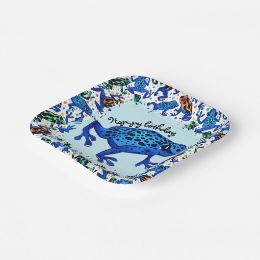 Hop-py Verjaardag Rainforest Frogs Square Borden Papieren Bordje (Gebogen)
