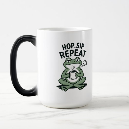 Hop Sip Repeat Grappig Kikker Koffie Design Magische Mok (Links)