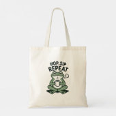 Hop Sip Repeat Grappig Kikker Koffie Design Tote Bag (Achterkant)
