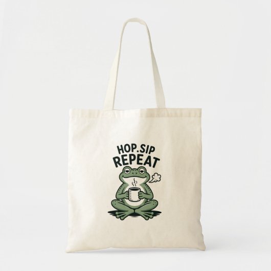 Hop Sip Repeat Grappig Kikker Koffie Design Tote Bag (Voorkant)