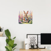 Hop & Sip – Schattige Konijn met Carrot Cup Poster (Thuiskantoor)