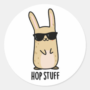 Hop Stuff Funny Bunny Rabbit Pun Ronde Sticker