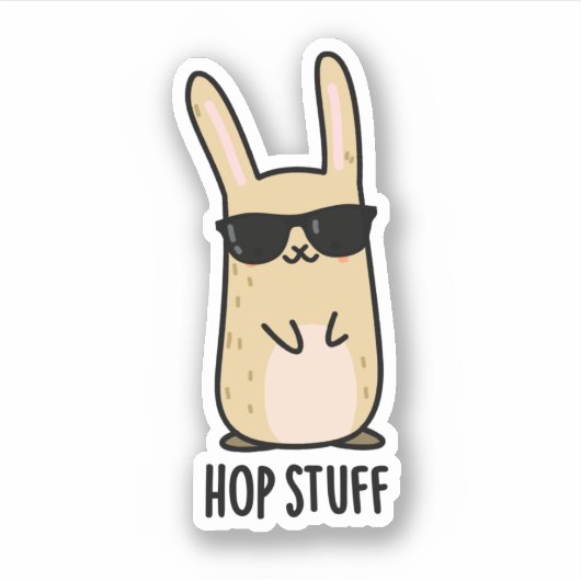 Hop Stuff Funny Bunny Rabbit Pun Sticker (Voorkant)