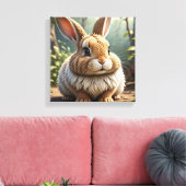 Hop to Happiness: Grappige konijn zit Canvas Afdruk (Insitu (Woonkamer))