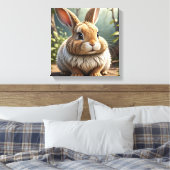 Hop to Happiness: Grappige konijn zit Canvas Afdruk (Insitu (Slaapkamer))