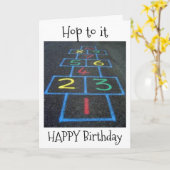 "HOP TO IT" EN HEB EEN ZEER "GELUKKIGE VERJAARDAG" KAART (Gele Bloem)