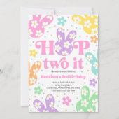 Hop Two It Bunny 2e Verjaardag Pastel Daisy Floral Kaart (Voorkant)