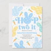 Hop Two It Bunny 2nd Birthday Boy Bunny Party Kaart (Voorkant)