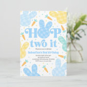 Hop Two It Bunny 2nd Birthday Boy Bunny Party Kaart (Staand voorkant)