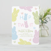Hop Two It Bunny & Butterfly 2e verjaardag Kaart (Staand voorkant)