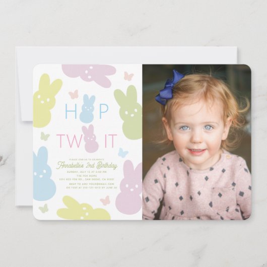 Hop Two It Bunny & Butterfly 2e verjaardag Kaart (Voorkant)