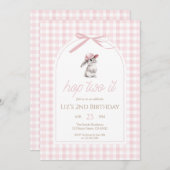Hop Two It Pink Gingham Bunny 2nd Birthday Kaart (Voorkant / Achterkant)