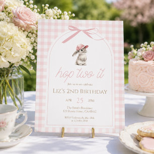 Hop Two It Roze Gingham Konijn 2e Verjaardag Kaart
