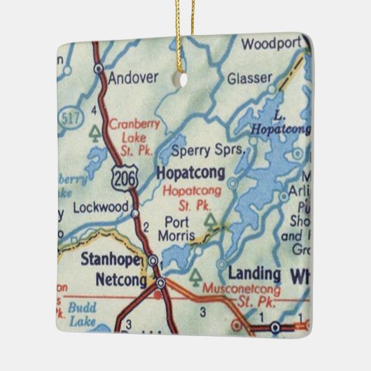 Hopatcong NJ 50's Map Keramisch Ornament (Links)