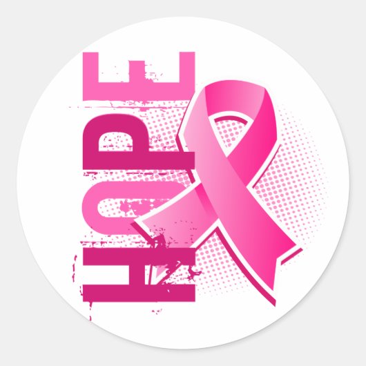 Hope 2 Breast Cancer Ronde Sticker (Voorkant)