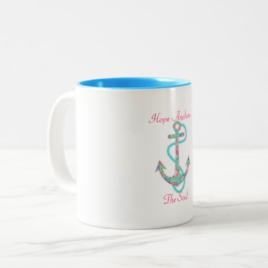Hope Anchors the Soul Tweekleurige Koffiemok (Voorkant links)