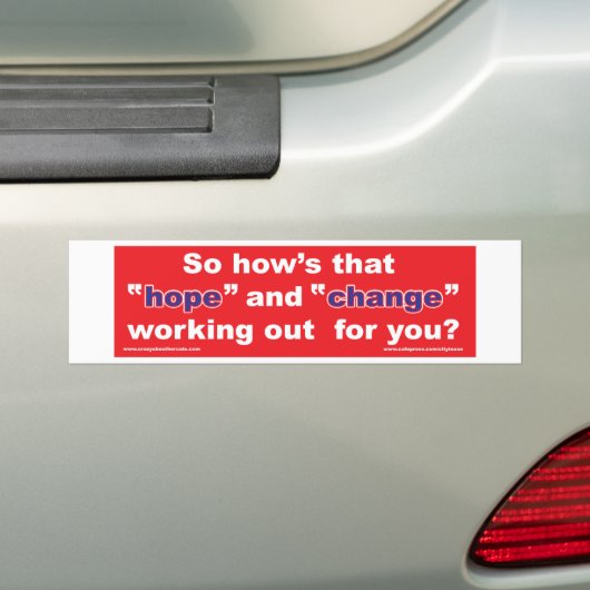 HOPE-and-Change-in-RED-2 Bumpersticker (Op auto)