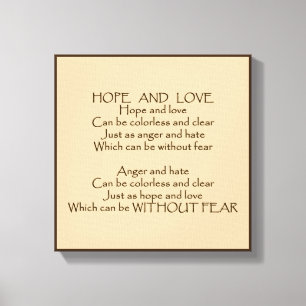 Hope and Love Poem Wrapped Canvas Afdruk