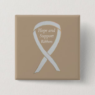 Hope and Support White Ribbon Pin Vierkante Button 5,1 Cm