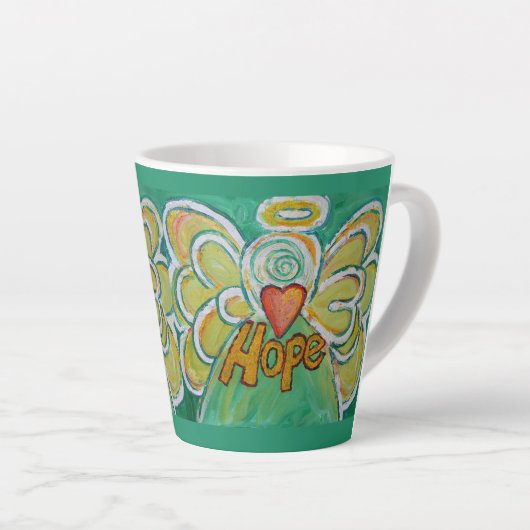 Hope Angel Word Art Custom Latte Mok Cup (Rechterhoek)