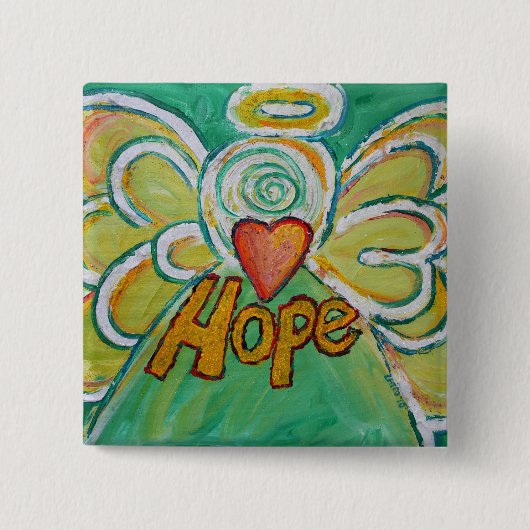 Hope Angel Word Art Pendant Button Pins (Voorkant)
