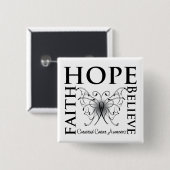 Hope Believe Faith - Carcinoïde Cancer Vierkante Button 5,1 Cm (Voorkant /achterkant)