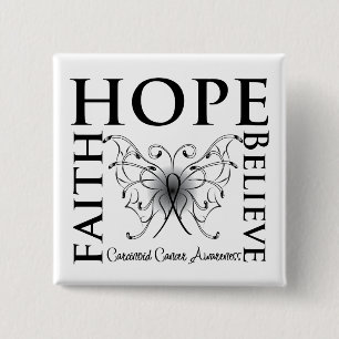 Hope Believe Faith - Carcinoïde Cancer Vierkante Button 5,1 Cm