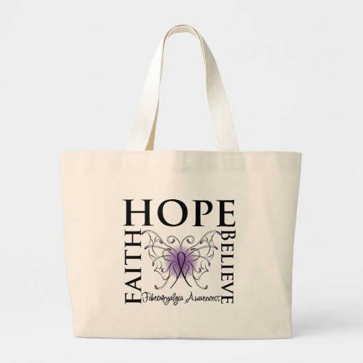 Hope Believe Faith - Fibromyalgia Grote Tote Bag (Voorkant)