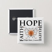 Hope Believe Faith - Multiple Sclerosis Vierkante Button 5,1 Cm (Voorkant /achterkant)