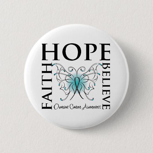 Hope Believe Faith - Ovarian Cancer Ronde Button 5,7 Cm (Voorkant)