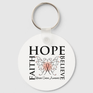 Hope Believe Faith - Uteriene Cancer Sleutelhanger