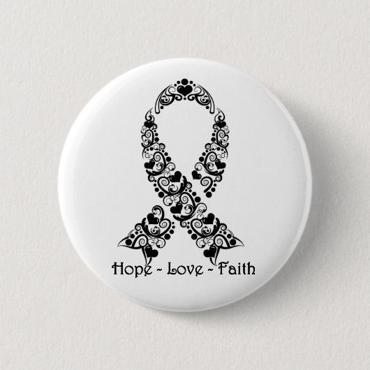 Hope Black Awareness Ribbon Ronde Button 5,7 Cm (Voorkant)