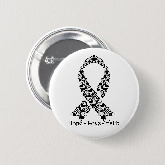 Hope Black Awareness Ribbon Ronde Button 5,7 Cm (Voorkant /achterkant)