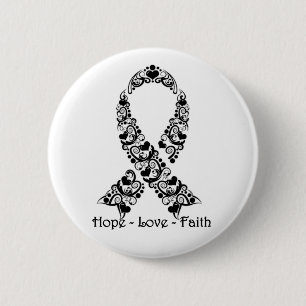Hope Black Awareness Ribbon Ronde Button 5,7 Cm