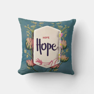 Hope Bloeit - Elegante Bloemtypografie  Kussen
